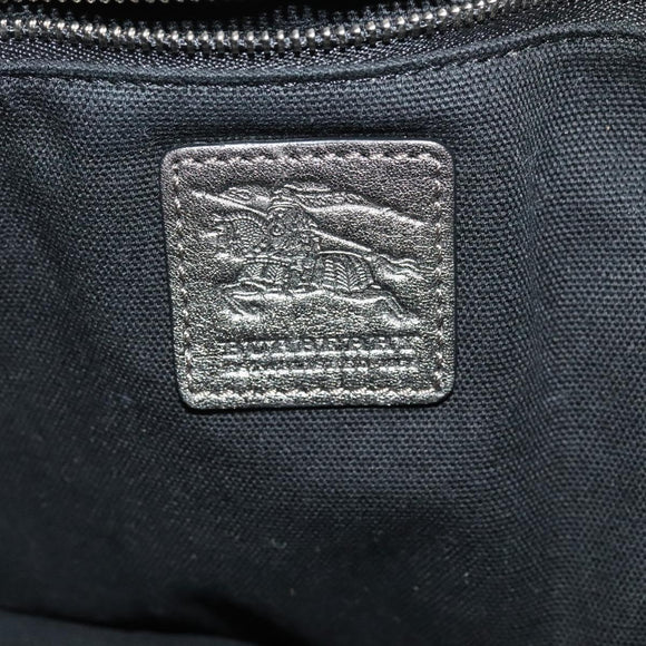 BURBERRY Tote Bag Canvas Black Silver Auth am8188