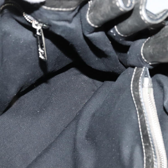 BURBERRY Tote Bag Canvas Black Silver Auth am8188