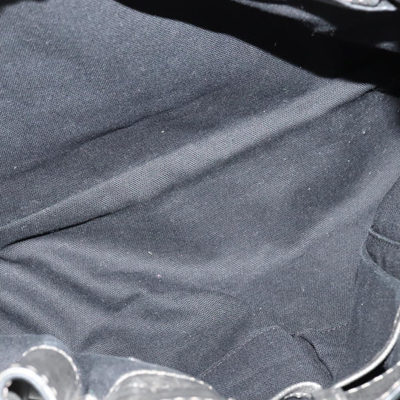 BURBERRY Tote Bag Canvas Black Silver Auth am8188