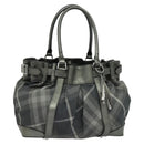 BURBERRY Tote Bag Canvas Black Silver Auth am8188-2