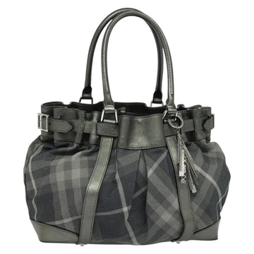 BURBERRY Tote Bag Canvas Black Silver Auth am8188 - 0