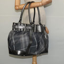 BURBERRY Tote Bag Canvas Black Silver Auth am8188-23