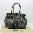 BURBERRY Tote Bag Canvas Black Silver Auth am8188-23