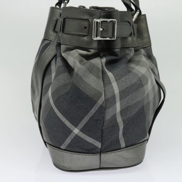 BURBERRY Tote Bag Canvas Black Silver Auth am8188