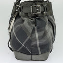 BURBERRY Tote Bag Canvas Black Silver Auth am8188-4