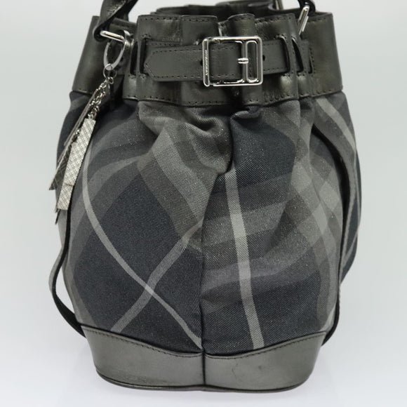 BURBERRY Tote Bag Canvas Black Silver Auth am8188