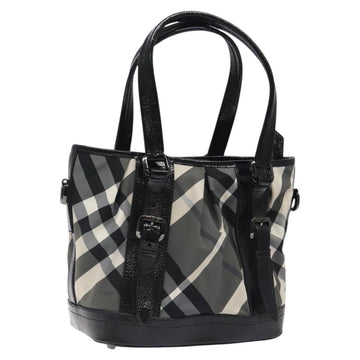 BURBERRY Nova Check Tote Bag Nylon Black Auth am8192