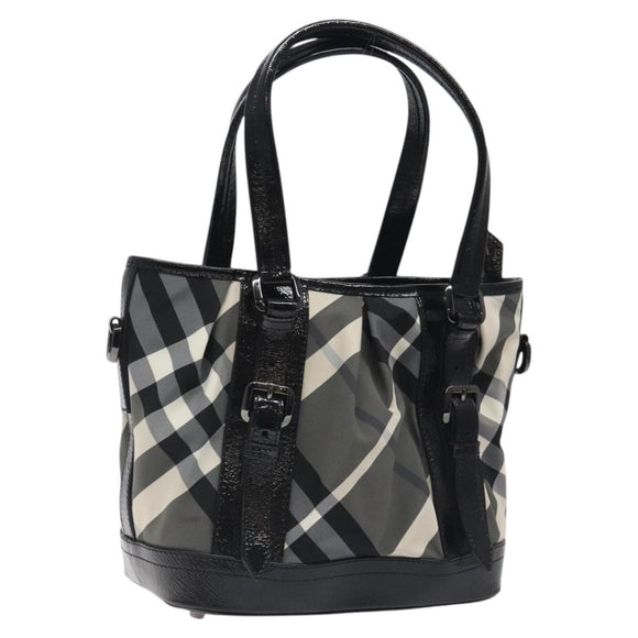 BURBERRY Nova Check Tote Bag Nylon Black Auth am8192
