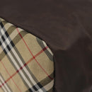 Burberrys Blue Label Hand Bag Nylon Brown Silver Auth am8193-9