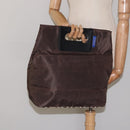 Burberrys Blue Label Hand Bag Nylon Brown Silver Auth am8193-20