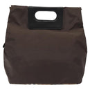 Burberrys Blue Label Hand Bag Nylon Brown Silver Auth am8193-2