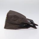 Burberrys Blue Label Hand Bag Nylon Brown Silver Auth am8193-3