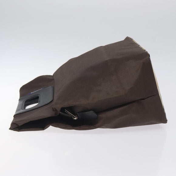 Burberrys Blue Label Hand Bag Nylon Brown Silver Auth am8193
