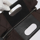 Burberrys Blue Label Hand Bag Nylon Brown Silver Auth am8193-6