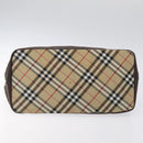 Burberrys Blue Label Hand Bag Nylon Brown Silver Auth am8193-5