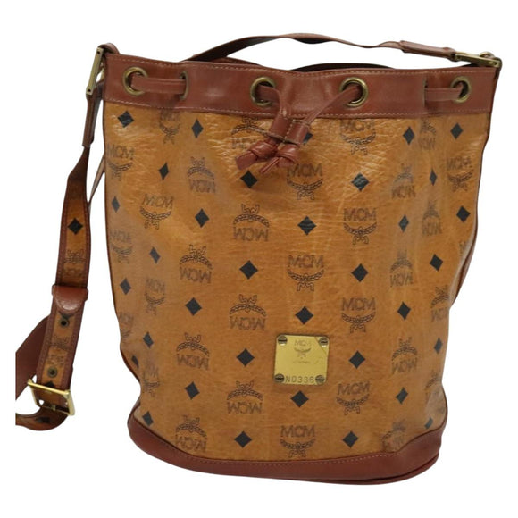 MCM Logogram Vicetos Shoulder Bag PVC Leather Brown Gold Auth am8195