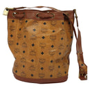 MCM Logogram Vicetos Shoulder Bag PVC Leather Brown Gold Auth am8195-2