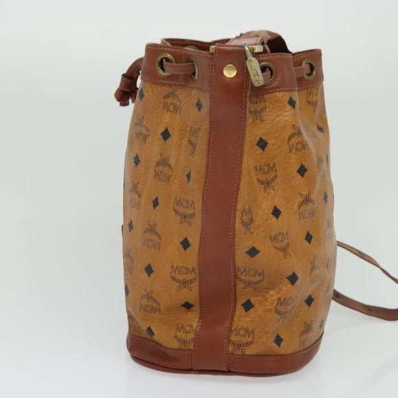 MCM Logogram Vicetos Shoulder Bag PVC Leather Brown Gold Auth am8195