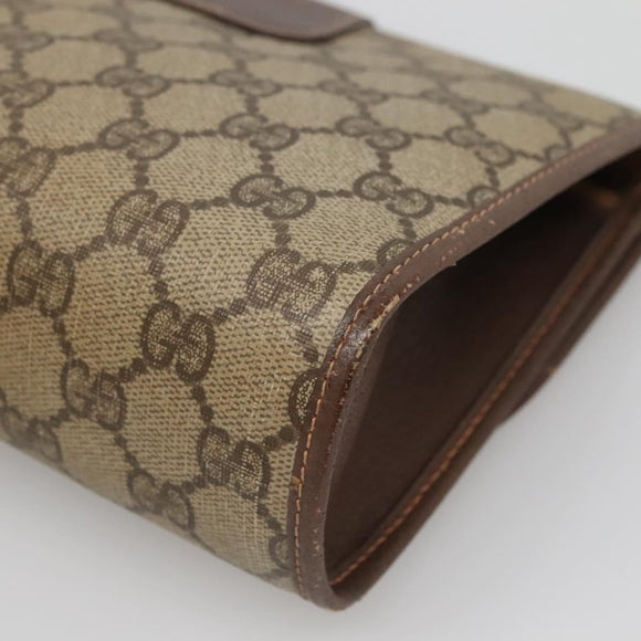 GUCCI GG Supreme Web Sherry Line Bag PVC Beige Gold 156 01 030 Auth am8209