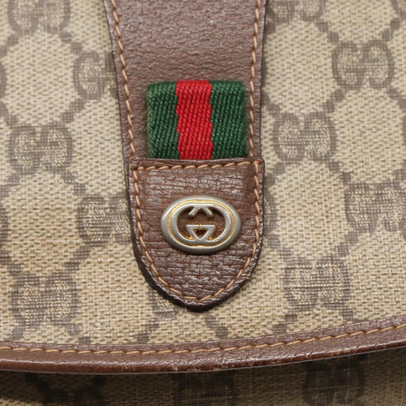 GUCCI GG Supreme Web Sherry Line Bag PVC Beige Gold 156 01 030 Auth am8209