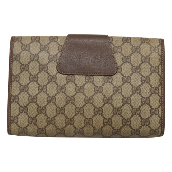 GUCCI GG Supreme Web Sherry Line Bag PVC Beige Gold 156 01 030 Auth am8209