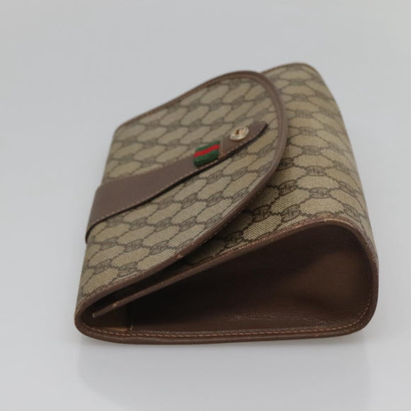 GUCCI GG Supreme Web Sherry Line Bag PVC Beige Gold 156 01 030 Auth am8209