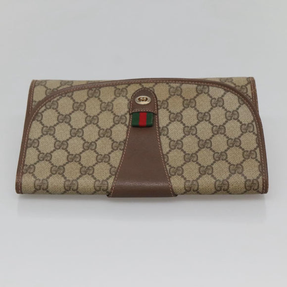 GUCCI GG Supreme Web Sherry Line Tasche PVC Beige Gold 156 01 030 Auth am8209