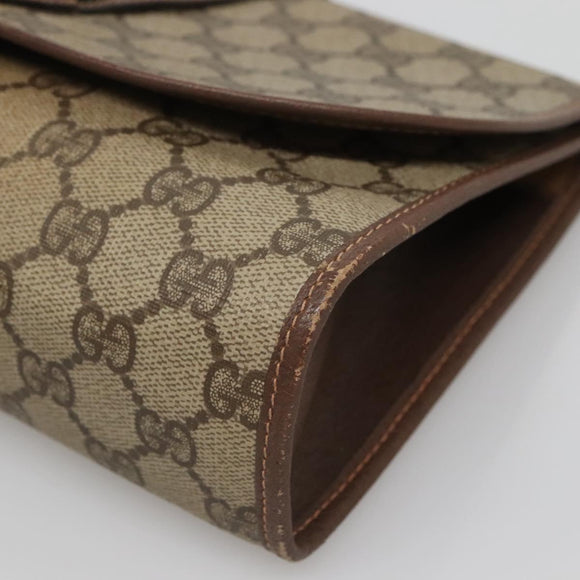 GUCCI GG Supreme Web Sherry Line Tasche PVC Beige Gold 156 01 030 Auth am8209