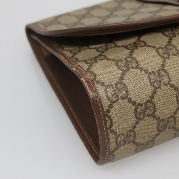 GUCCI GG Supreme Web Sherry Line Bag PVC Beige Gold 156 01 030 Auth am8209