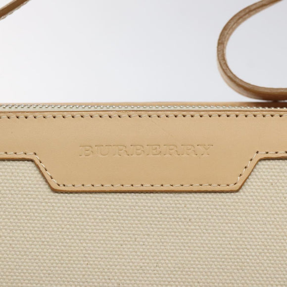 BURBERRY Shoulder Bag Canvas White Auth am8211