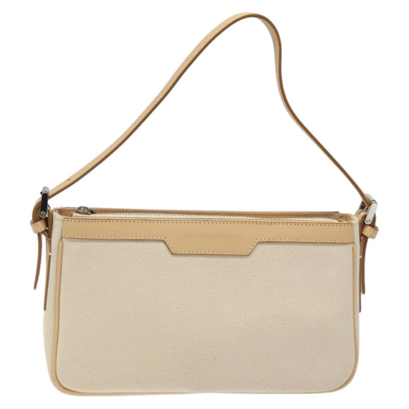 BURBERRY Shoulder Bag Canvas White Auth am8211