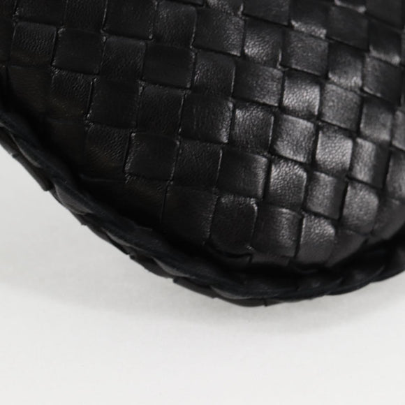 BOTTEGA VENETA INTRECCIATO Mini Hobo Handtas Leer Zwart Goud Auth am8217M