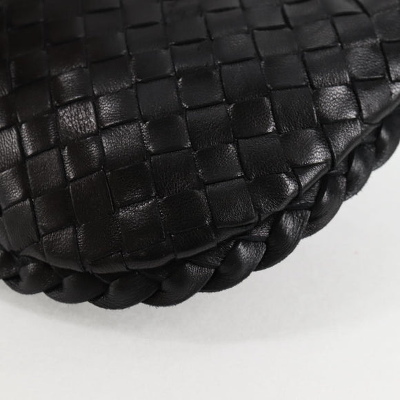 BOTTEGA VENETA INTRECCIATO Mini Hobo Handtas Leer Zwart Goud Auth am8217M