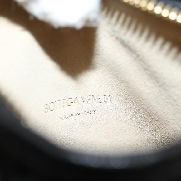 BOTTEGA VENETA INTRECCIATO Mini Hobo Hand Bag Leather Black Gold Auth am8217AM