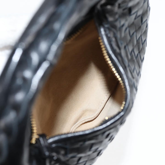 BOTTEGA VENETA INTRECCIATO Mini Hobo Handtas Leer Zwart Goud Auth am8217M