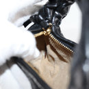 BOTTEGA VENETA INTRECCIATO Mini Hobo Hand Bag Leather Black Gold Auth am8217AM-20