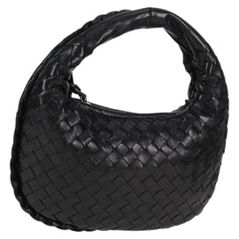 BOTTEGA VENETA INTRECCIATO Mini Hobo Hand Bag Leather Black Gold Auth am8217M