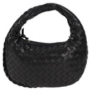 BOTTEGA VENETA INTRECCIATO Mini Hobo Handtas Leer Zwart Goud Auth am8217M-13