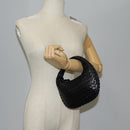 BOTTEGA VENETA INTRECCIATO Mini Hobo Hand Bag Leather Black Gold Auth am8217AM-21