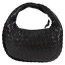 BOTTEGA VENETA INTRECCIATO Mini Hobo Handtas Leer Zwart Goud Auth am8217M-2