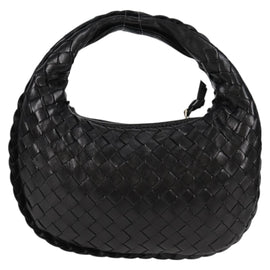 BOTTEGA VENETA INTRECCIATO Mini Hobo Hand Bag Leather Black Gold Auth am8217M - 0
