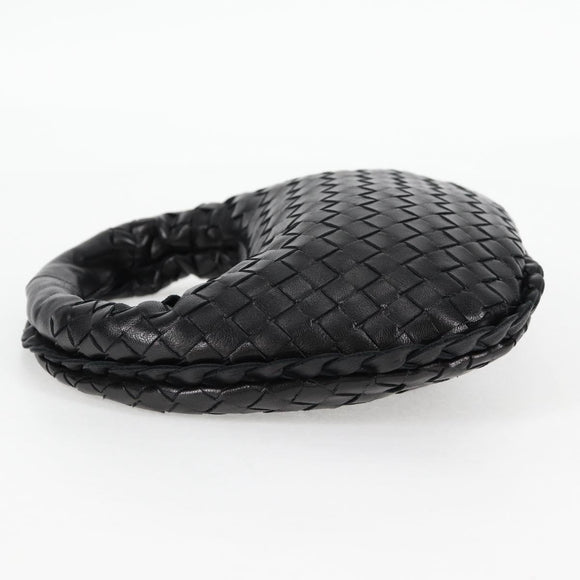 BOTTEGA VENETA INTRECCIATO Mini Hobo Handtas Leer Zwart Goud Auth am8217M