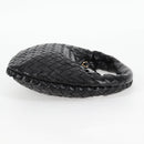 BOTTEGA VENETA INTRECCIATO Mini Hobo Handtas Leer Zwart Goud Auth am8217M-4