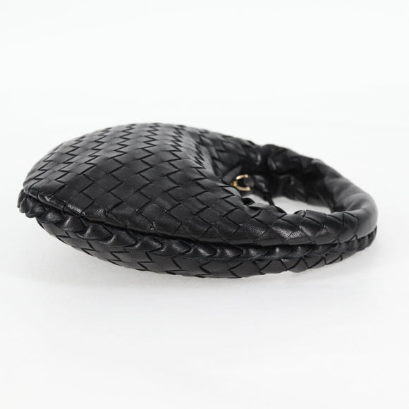 BOTTEGA VENETA INTRECCIATO Mini Hobo Handtas Leer Zwart Goud Auth am8217M