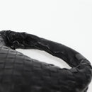 BOTTEGA VENETA INTRECCIATO Mini Hobo Handtas Leer Zwart Goud Auth am8217M-8