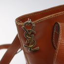 SAINT LAURENT Umhängetasche Leder Braun Gold Auth am8218-10