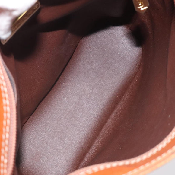 SAINT LAURENT Shoulder Bag Leather Brown Gold Auth am8218