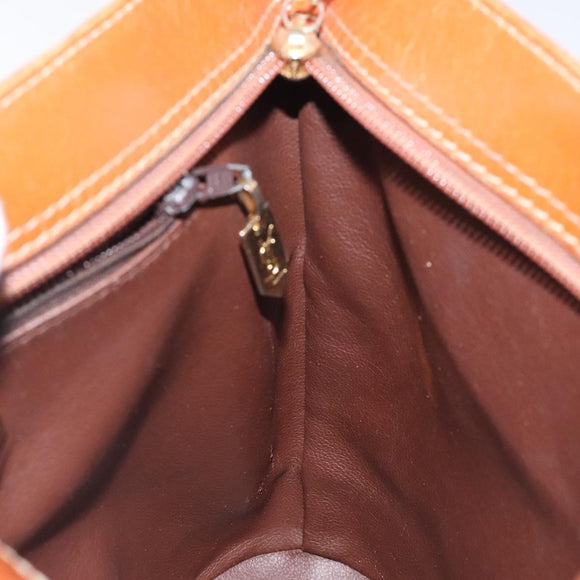 SAINT LAURENT Shoulder Bag Leather Brown Gold Auth am8218