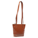 SAINT LAURENT Shoulder Bag Leather Brown Gold Auth am8218-1