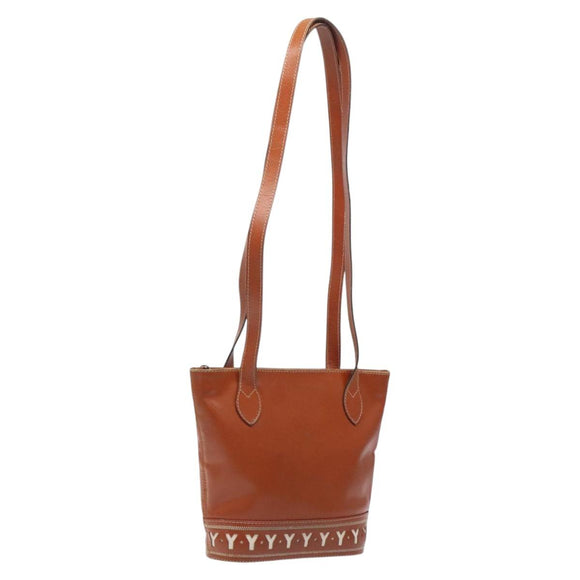 SAINT LAURENT Shoulder Bag Leather Brown Gold Auth am8218